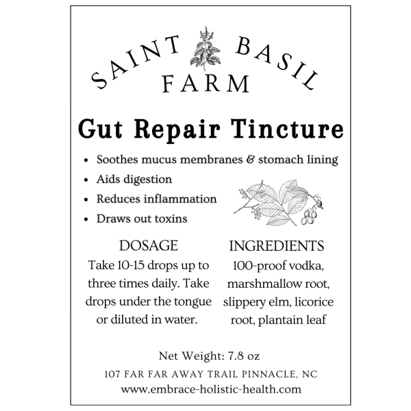 photo of gut repair tincture label