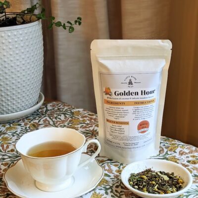 tea with tea cup and loose leaf tea
